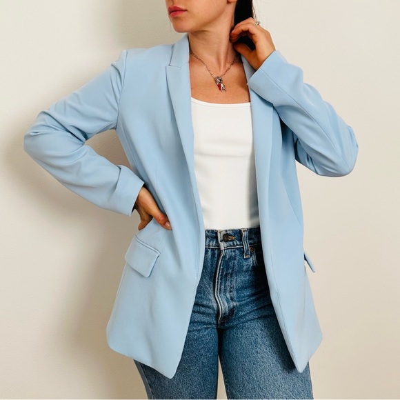 H&M straight cut blazer jacket baby blue color - Picture 2 of 11